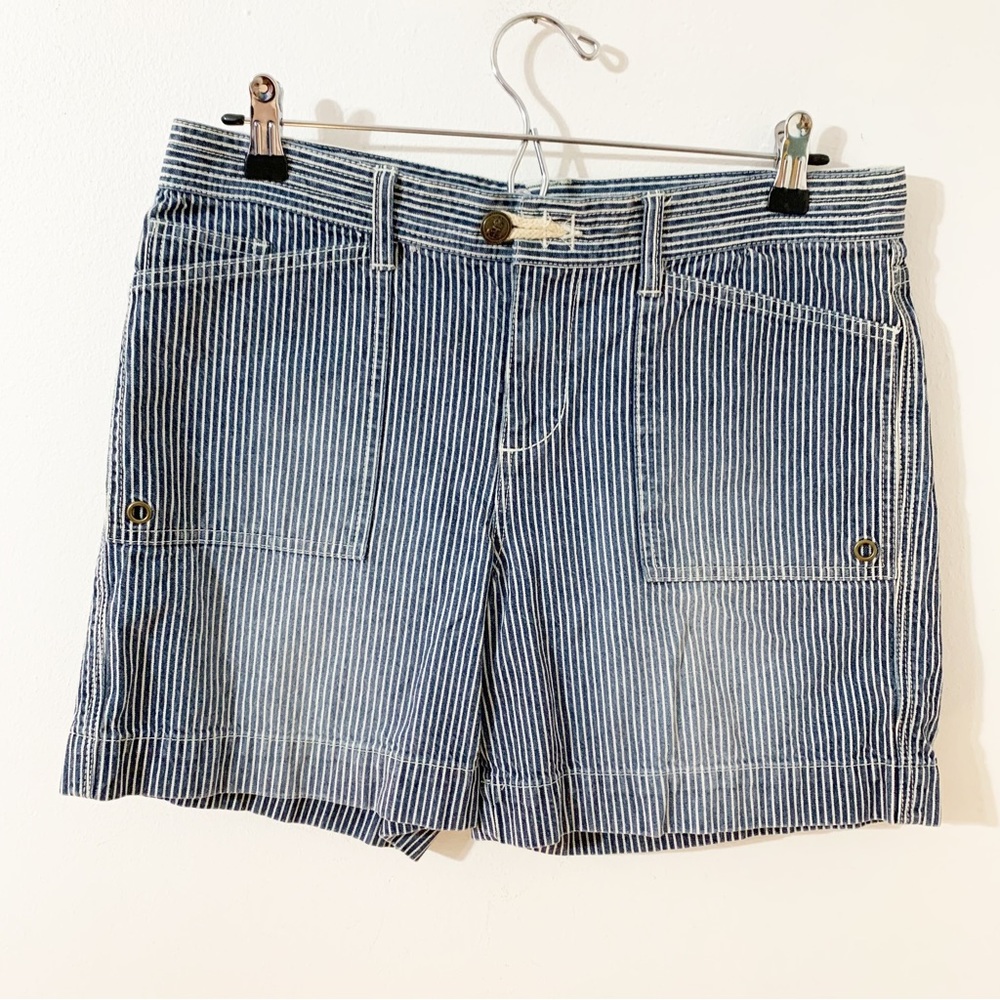 Ralph Lauren Blue and White Striped Denim Jean Shorts